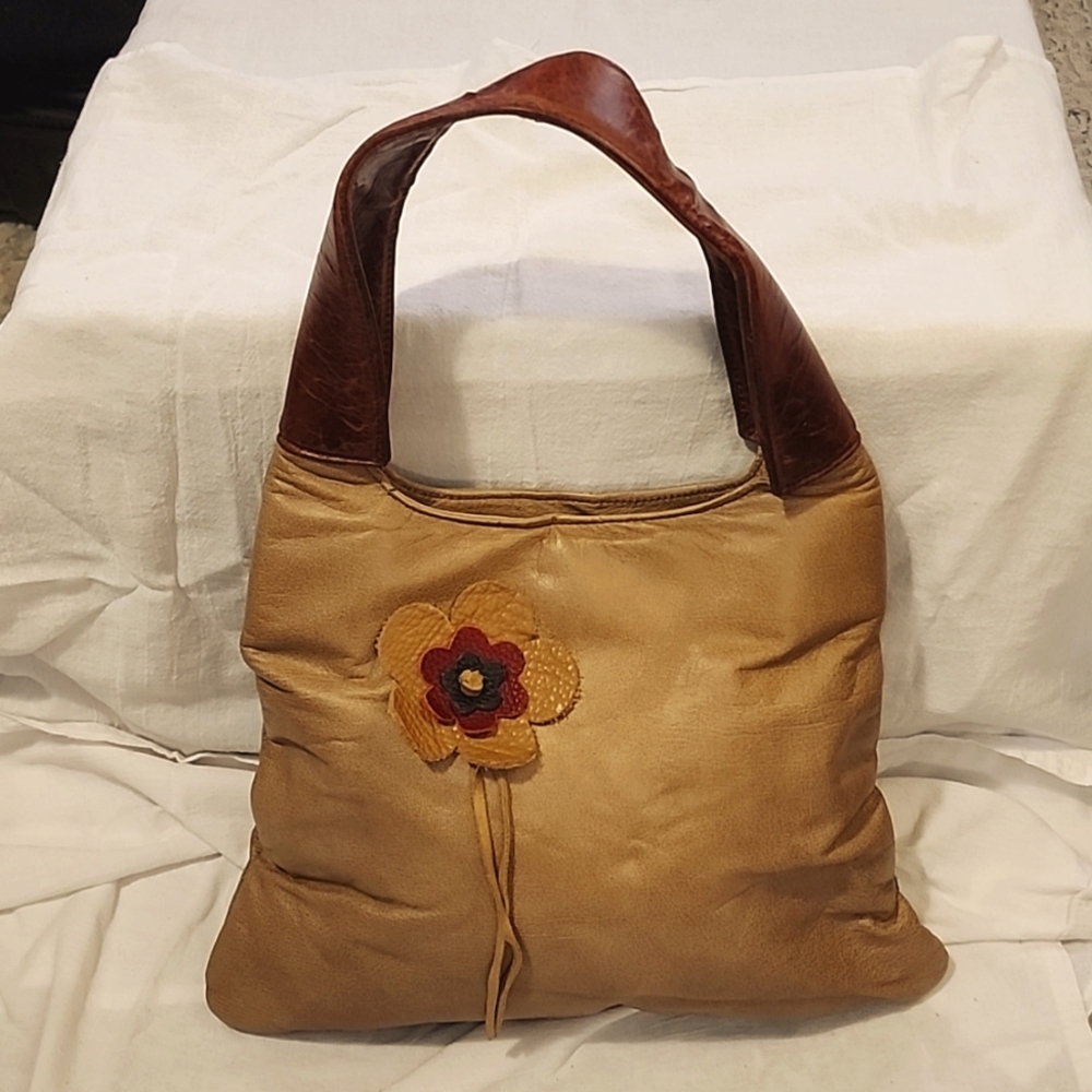 Leather Flower HOBO Shoulder Bag